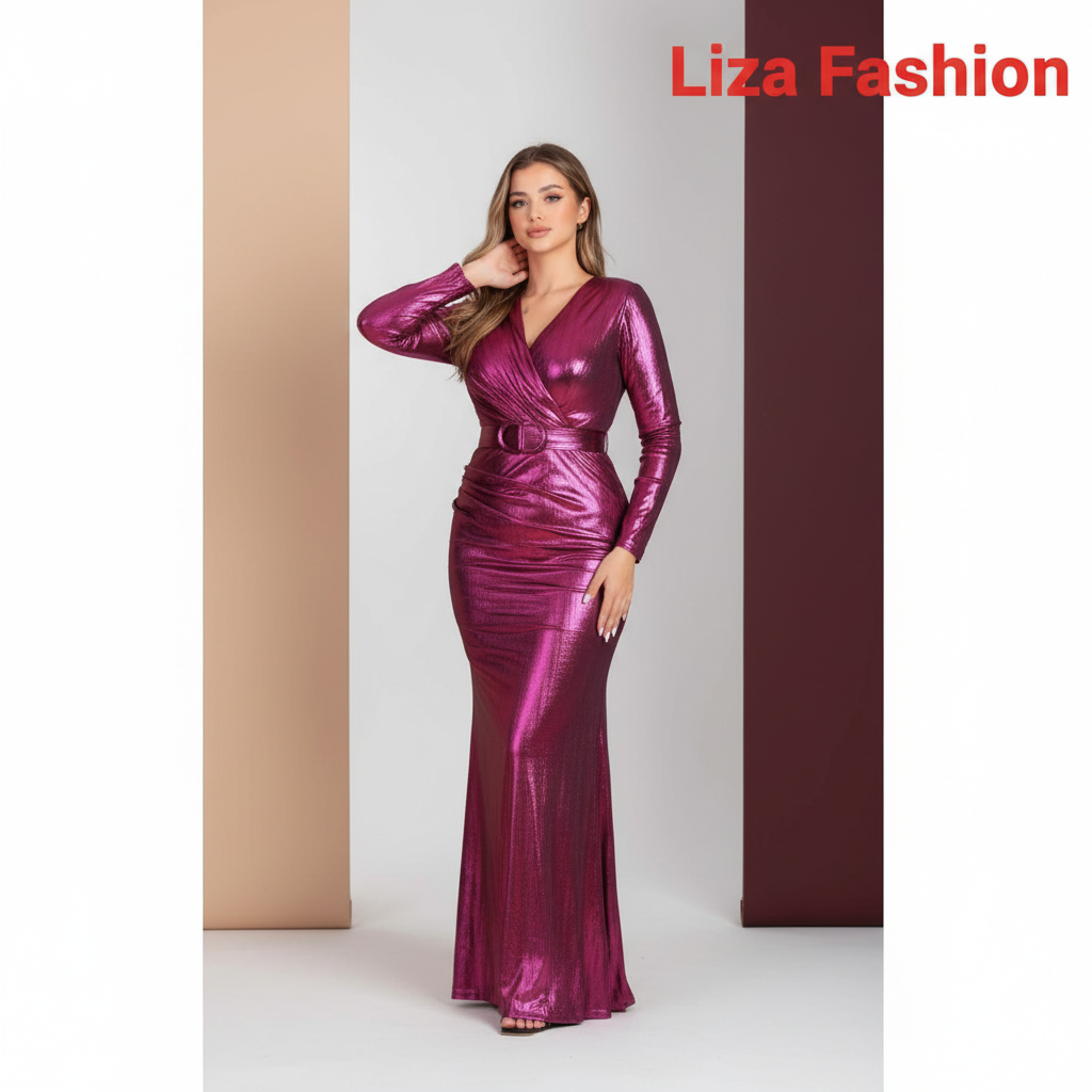 Liza Fashion - Magenta Metallic Gown