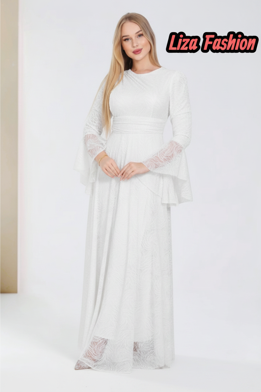 Full guipure evening gown