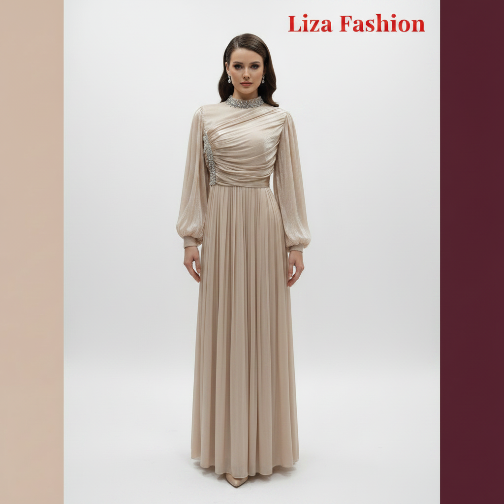 Liza Fashion - Champagne Dress on Model