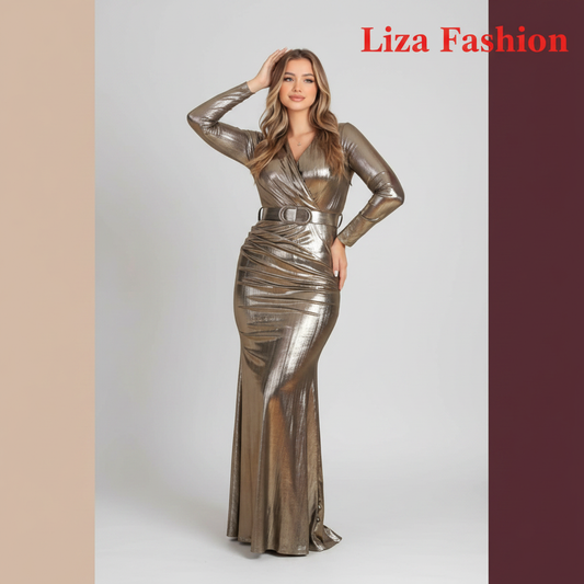 Liza Fashion - Gold Metallic Gown