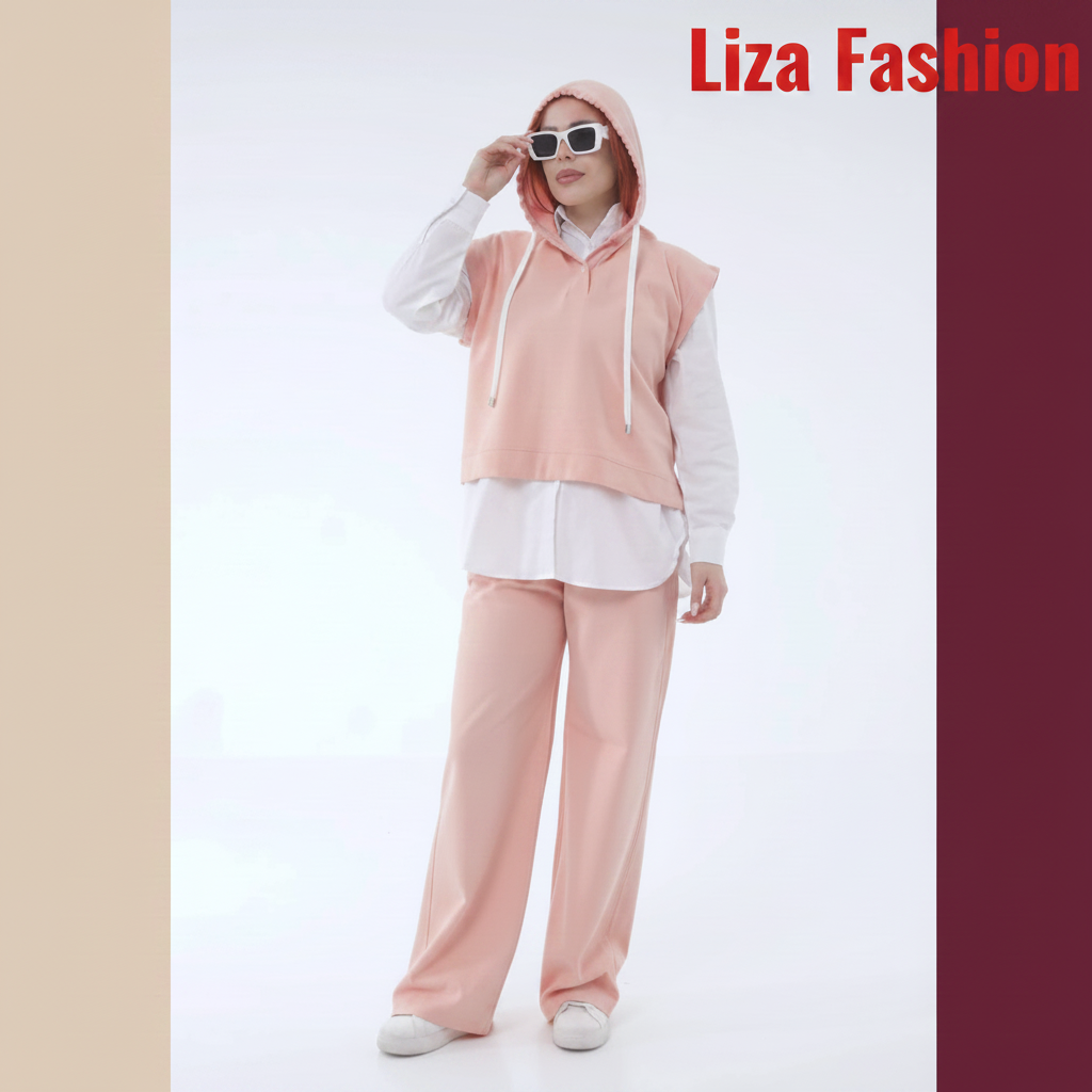 Liza Fashion - Salmon Pink Vest Set