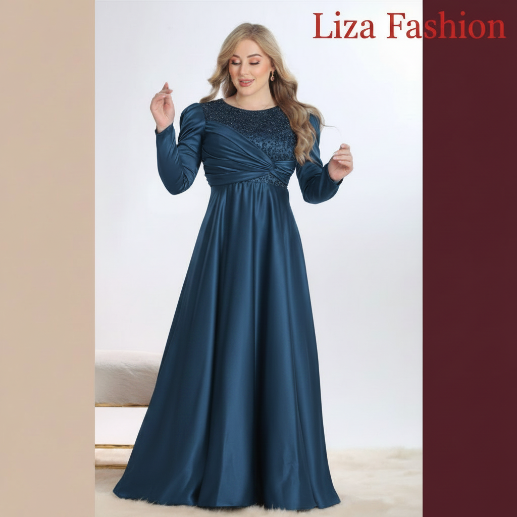 فستان سواريه بترولي - Liza Fashion