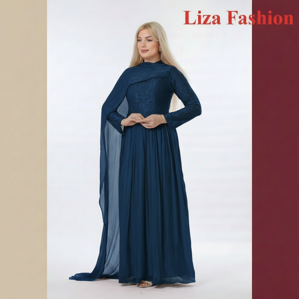 Petrol Blue Dress Single Drape