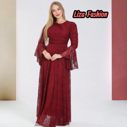Full guipure evening gown